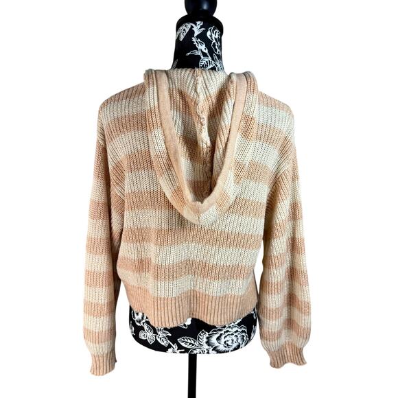 NWT BillaBong Cropped Peaches and Cream Striped Hooded Sweater - Picture 2 of 4